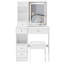 Petit meuble-lavabo de 29,2 po avec tabouret de bureau et tabouret rembourré à gauche 29,5 po, grande commande tactile, interrupteur tricolore, miroir à luminosité réglable, rangement à grande capacité, convient aux petits espaces-854286221