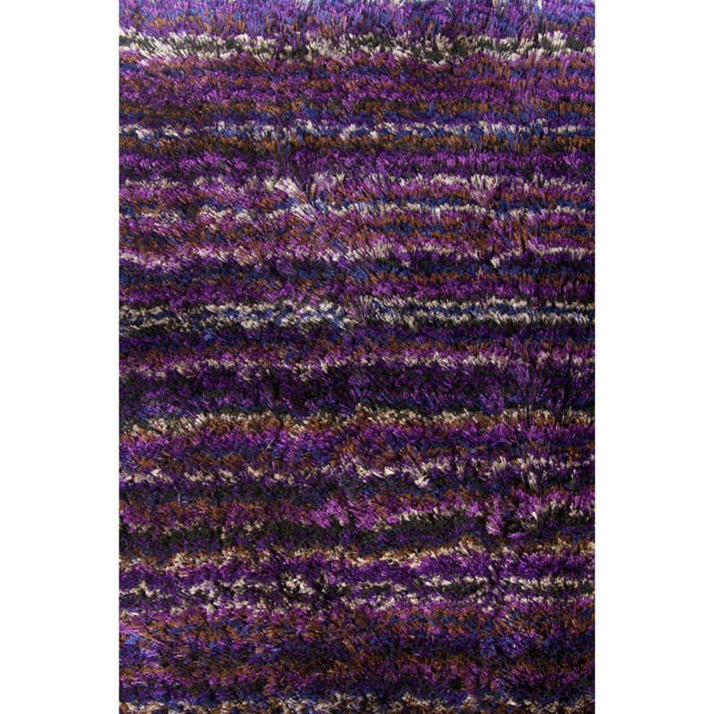 Tapis à poil long contemporain tissé à la main Latitude / gris Latitude / Mauve / gris / bleu, Rectangle 5 pi x 7 pi 6 po