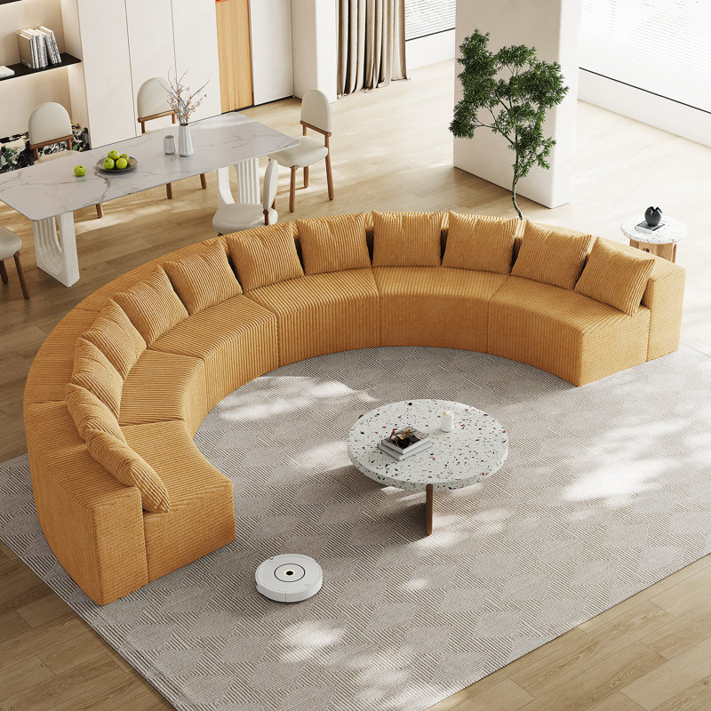 Canapé modulaire incurvé confortable avec plusieurs coussins pour différentes pièces, H 30,5 po x l 181 po x P 90 po