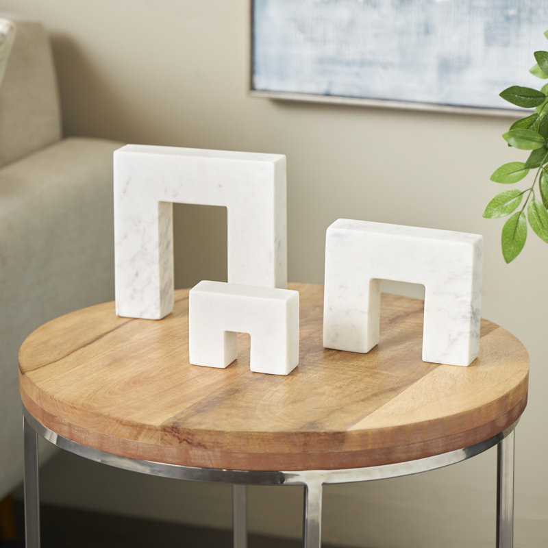Cole And Grey Marble Square Abstract Sculpture