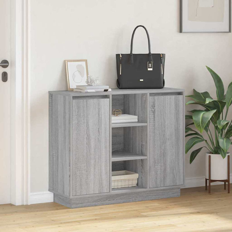 Sideboard With Door 90 X 32 X 75 Cm Engineered Wood, Grey Sonoma