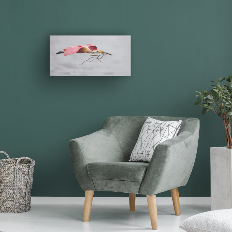 Art sur toile, rose et gris, H 12 po x l 24 po