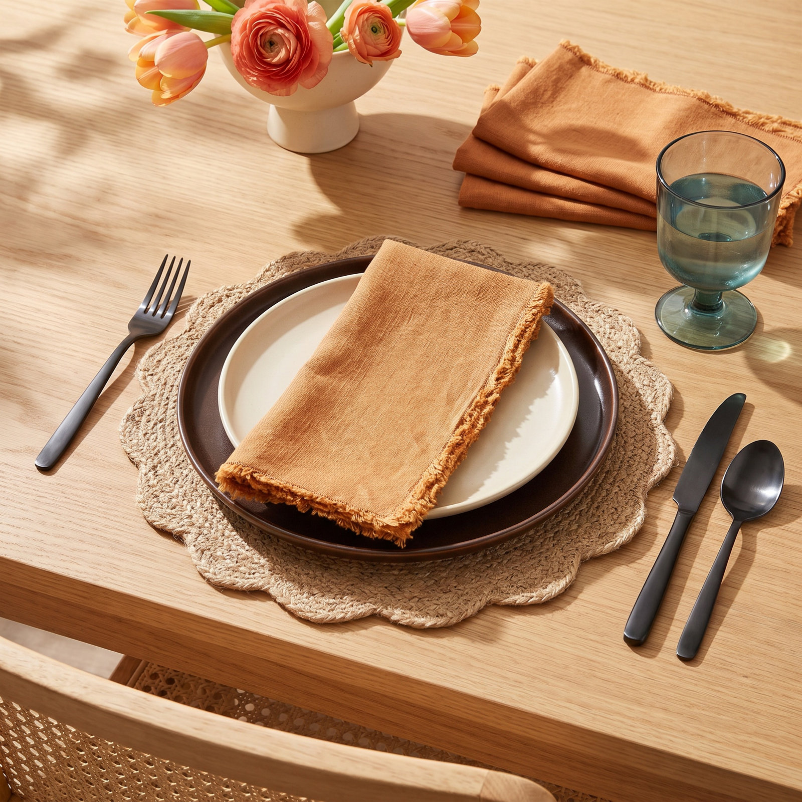 Zadia Reversible Linen Napkin, Terracotta