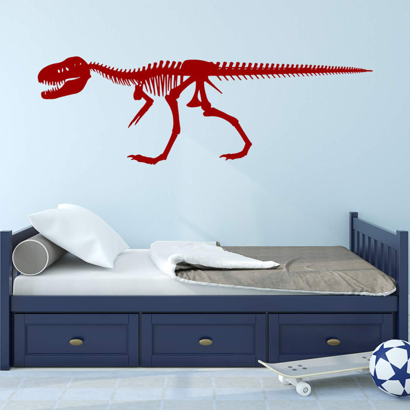 Adhésif décoratif squelette de dinosaure Alvie, H 18 po x l 50 po x P 0,01 po, Bourgogne