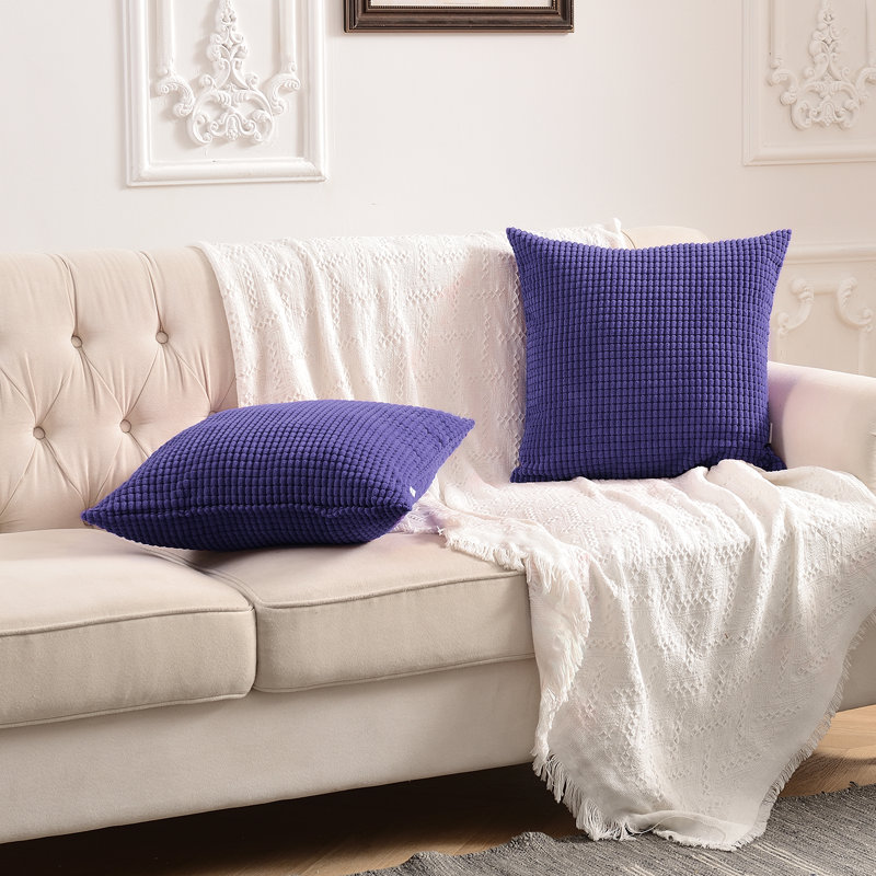 Housse de coussin carré à carreaux, 16 po x 16 po, Lavande