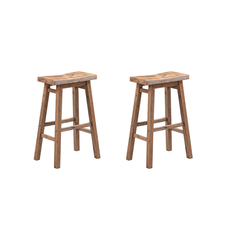 Tabouret Alessandro, Bois de grange à la brosse métallique, Tabouret de bar (siège d'une hauteur de 29 po), 2