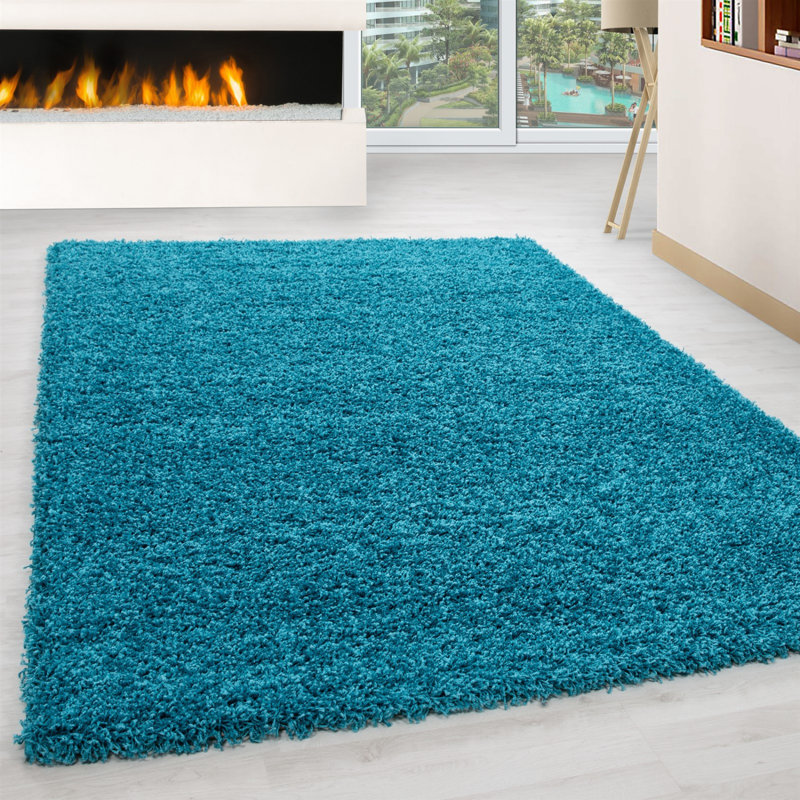 Turquoise Area Rug, 100% Polypropylene, 5.2 x 7.5 Feet | 1800 g/m², Pile Height: 1.2 Inches | Antibacterial, Jute Underside | Easy to Clean with Vacuum, Perfect for Living Room & Bedroom Decor