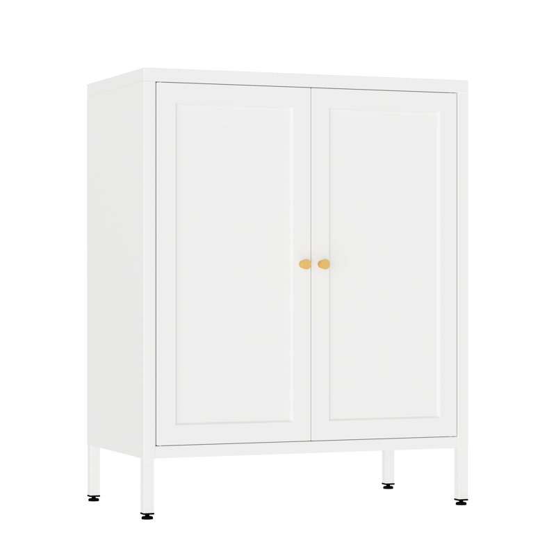 2 Door Metal Storage Side Buffet Cabinet For Bed Room,living Room,entryway,hallway,home,hotel,office,garage,kitchen,1 Removable Shelf.