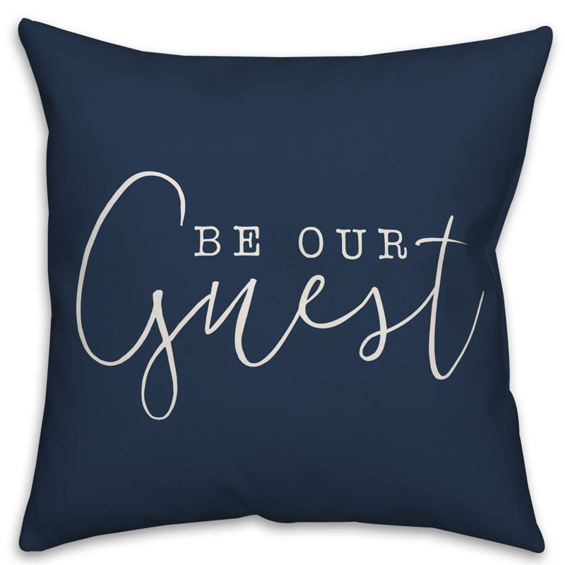 Textual Outdoor Throw Pillow, Navy, 16" H x 16" W
