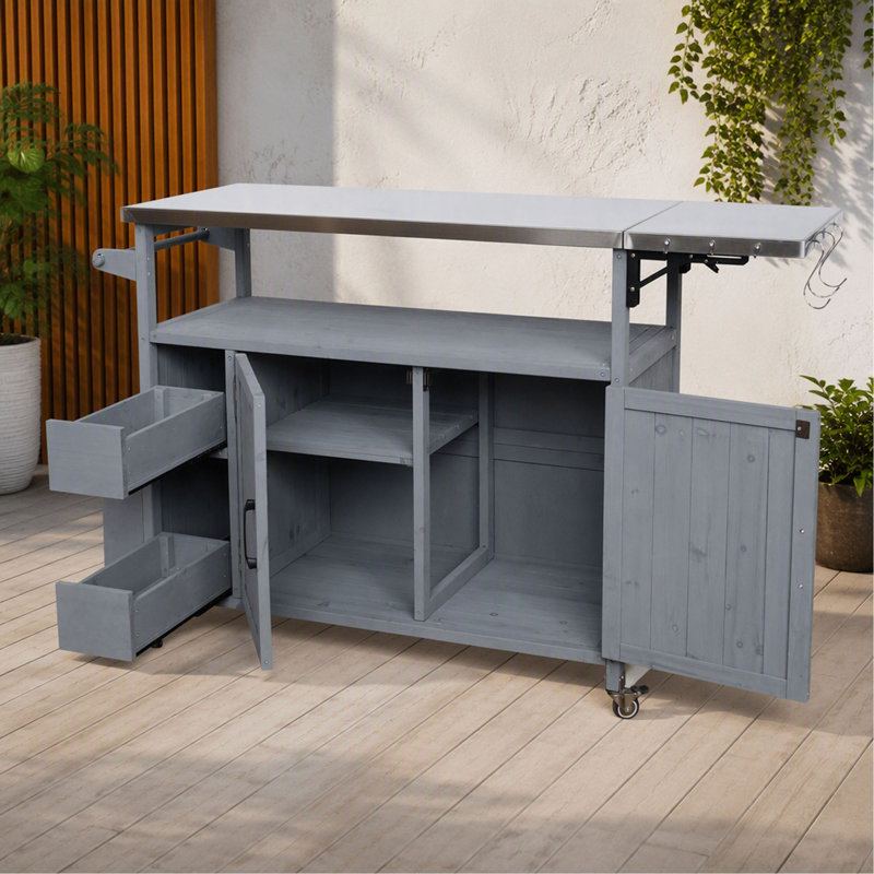Chariot de cuisine pour l'extérieur 54,33 "Farmhouse, Bois massif