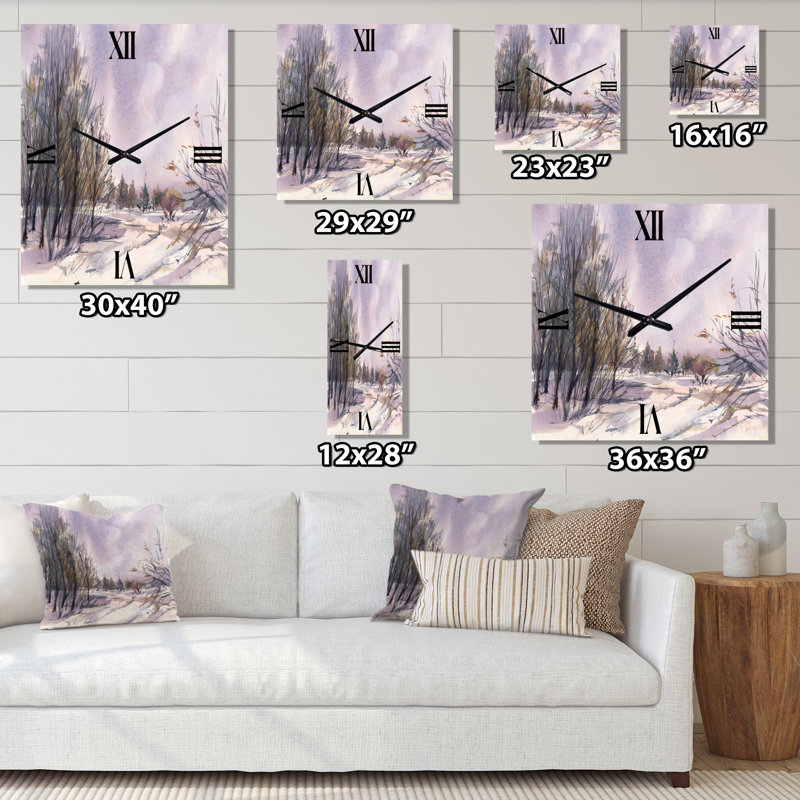 Horloge murale paysage d'hiver avec tons de neige, Petit