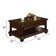 Cawthon 2-Drawer Coffee Table, Cherry Color, Wood, glass tabletop with wood edge, rectangular