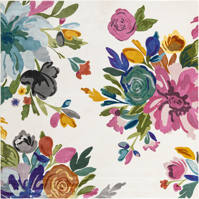 Floral Indoor Rug, Square 7'10"