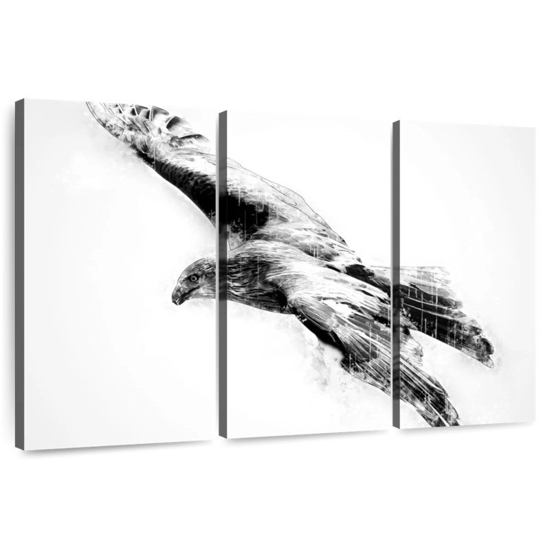 Brampt Hawk Black And White, 48" H x 74" W