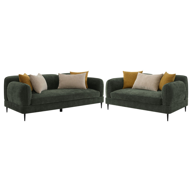Ensemble de canapé en chenille 2 pièces Jade, Vert