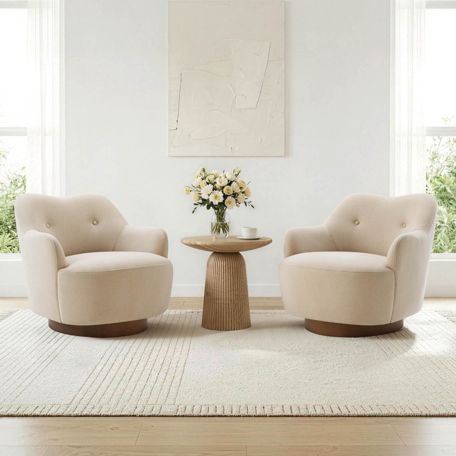 Upholstered Accent Chair, Sand Polyester