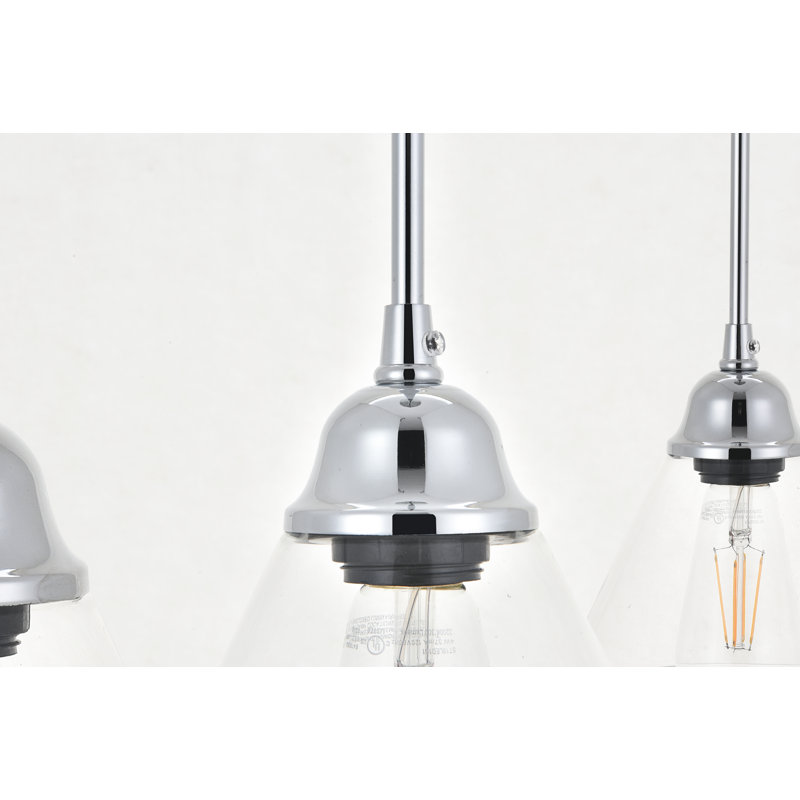 Luminaire suspendu conique à 5 lumières Harlingen, Chrome