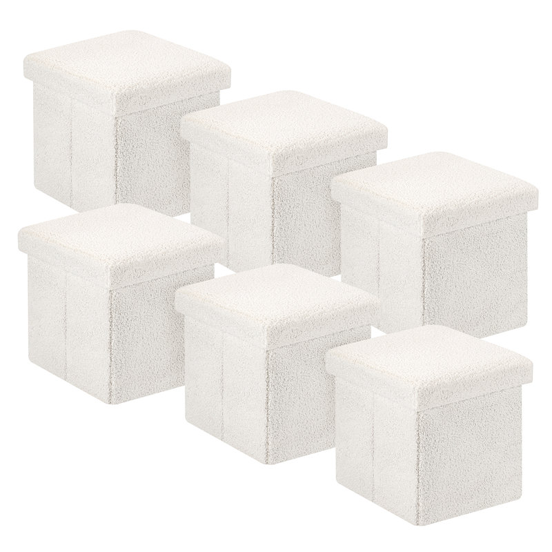Cube de rangement pour repose-pieds 12 "(ensemble de 6), Ourson blanc
