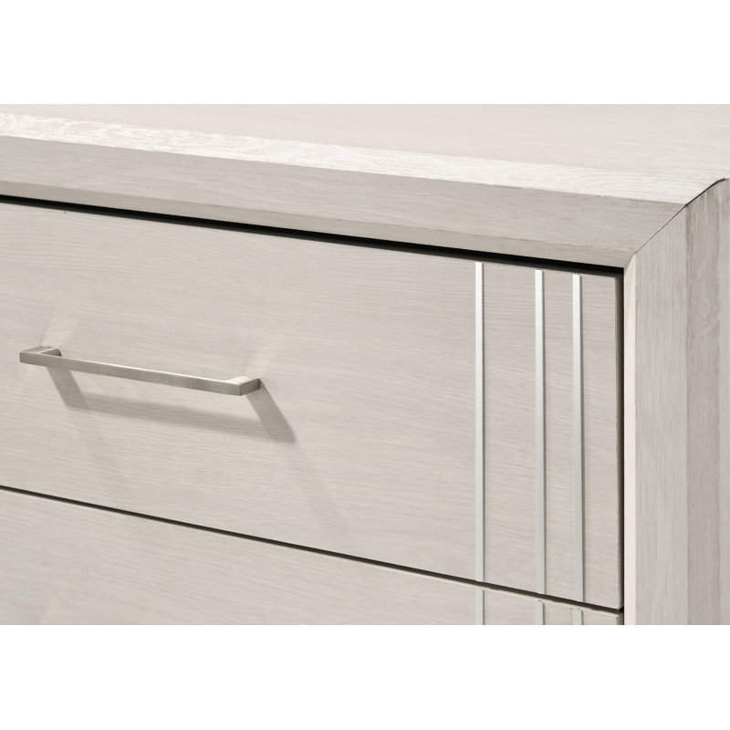 Table de chevet contemporaine à 4 tiroirs avec commode en bois de couleur blanche et beige | Idée de cadeau