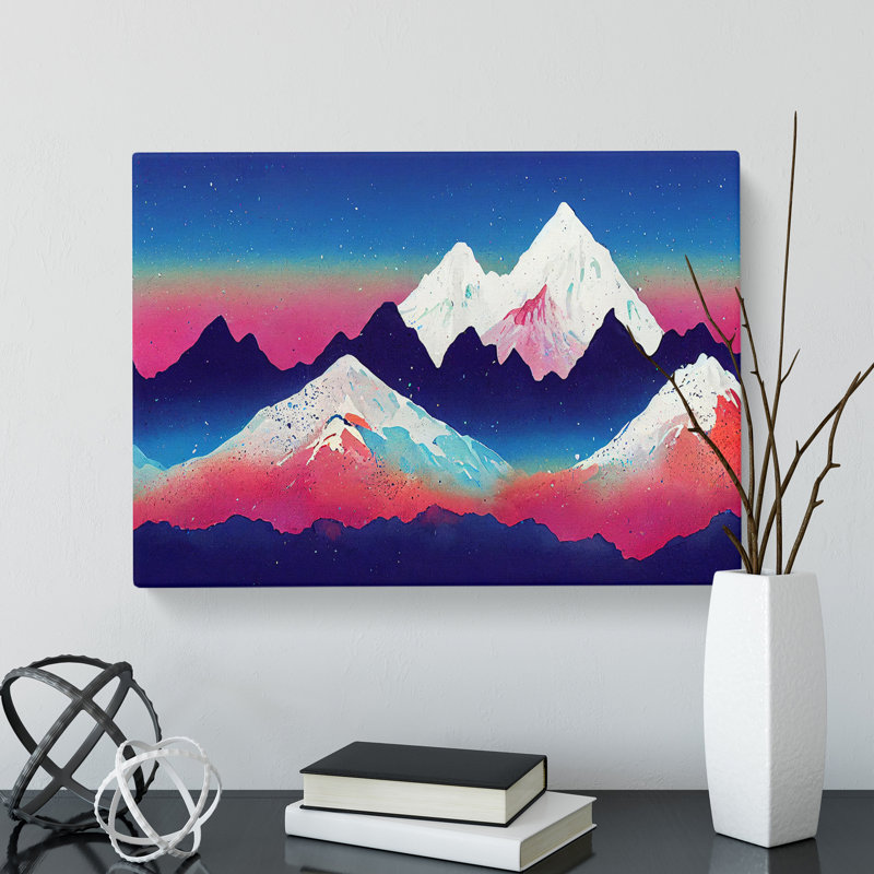 Stellar Painted Mountains Abstract - Wrapped Canvas, 35cm H x 50cm W x 3cm D