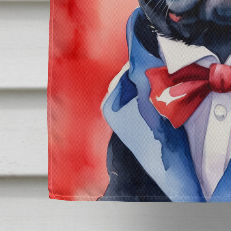 Patriotic American House Flag, Black Pug