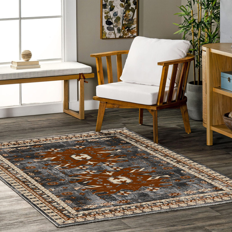 Tapis rectangulaire Zyir avec envers antidérapant, Rectangle 3 pi 4 po x 6 pi 7 po