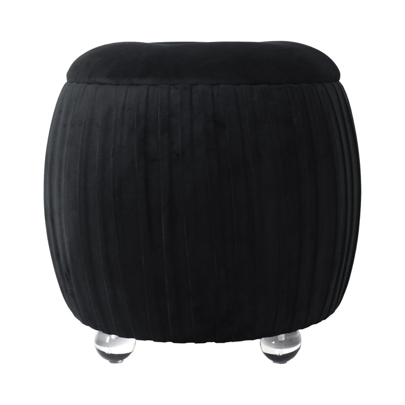Sagebrook Home 19" Newry Black Velvet Storage Stool, Black