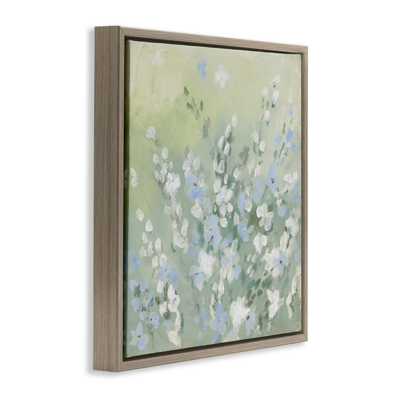 «Wispy Willows White Wildflowers» par Lanie Loreth, Cadre flottant orme Montalcino, H 18 po x l 18 po