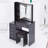 37 Inch Bedside Vanity Table Set With LED Sliding Mirror, Built-In Sockets, And Cushioned Stool For Makeup And Storage-2064061898