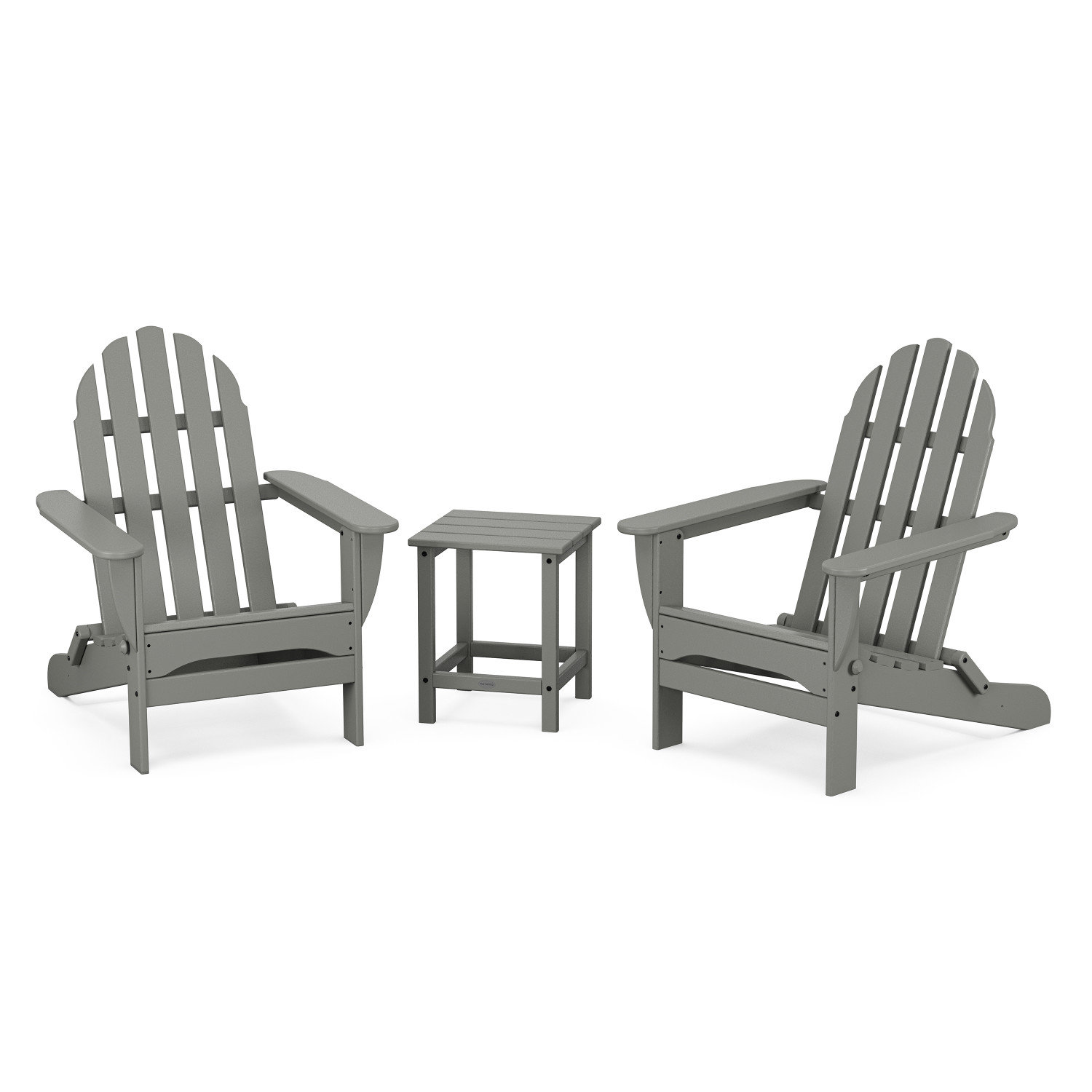 POLYWOOD® Classic Adirondack 2-Person Patio Seating Group, Slate Gray