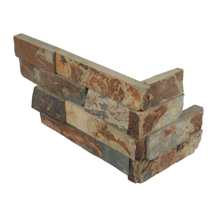 6" x 18" Stacked Natural Stone Ledger Panel Corner Wall Tile