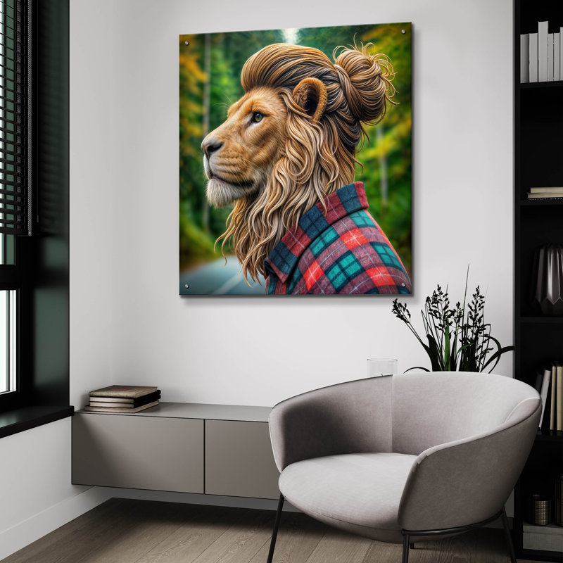 «Everyday Lion» par Rey Klimt, art mural en verre acrylique, H 36 po x l 36 po x P 0,2 po
