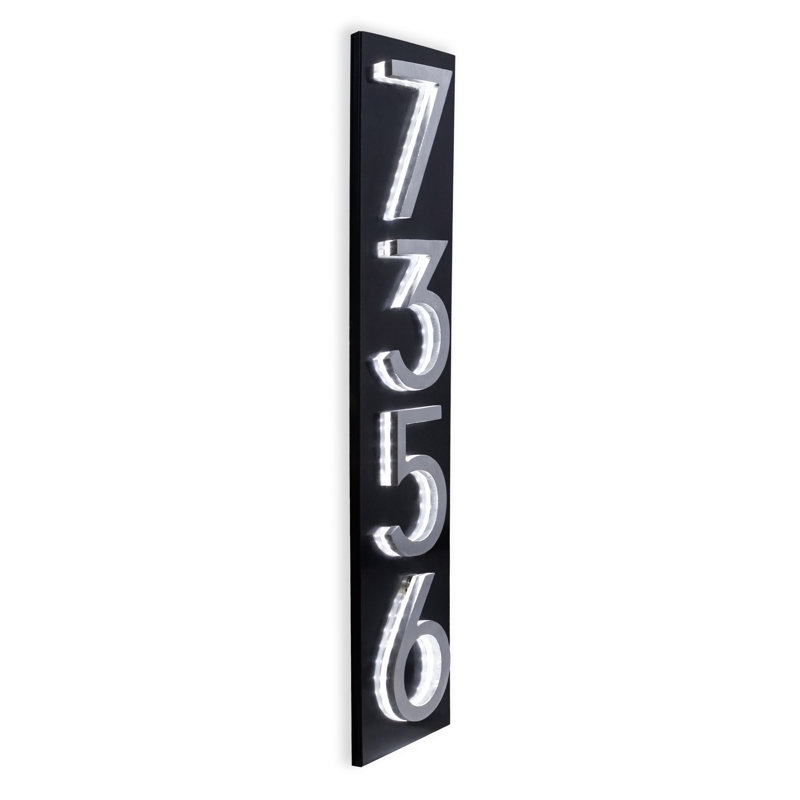 Vertical Backlit Modern Address Plaque (4" Numbers - 4 Characters) - Roman Bronze/White, Roman Bronze, White, Yes