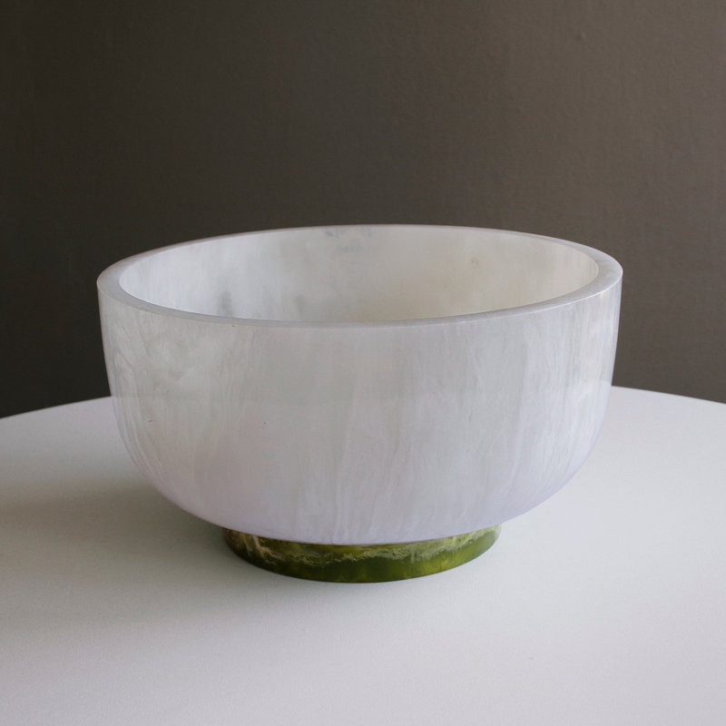 RESIN Rio grand bol avec base, Blanc/vert