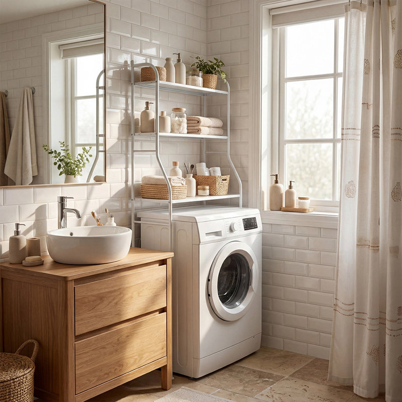 Steel Freestanding Bathroom Shelves, White