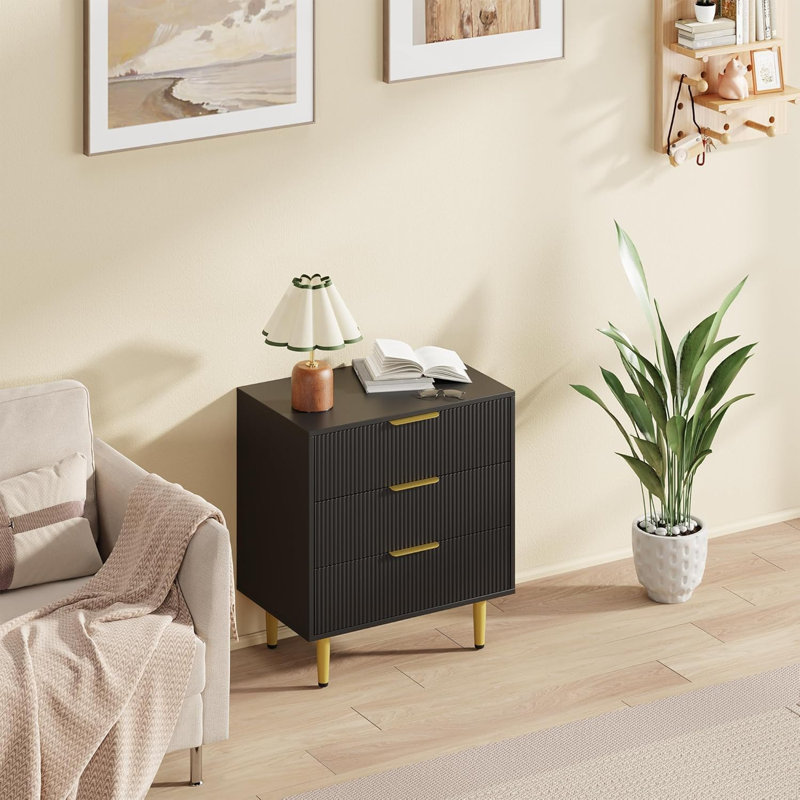 43.18cm W 3 - Drawer Chest of Drawers, Black