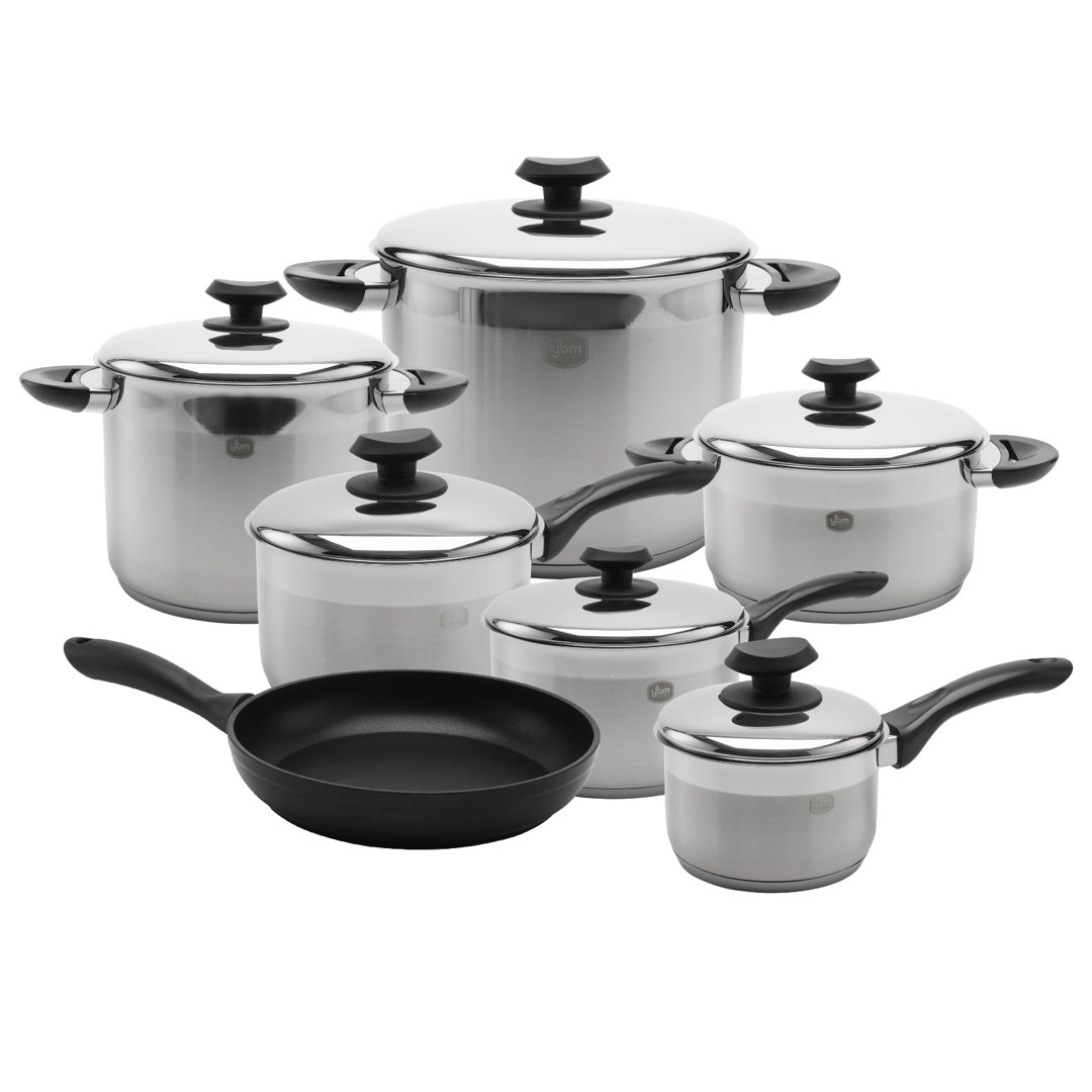 13 - Piece Stainless Steel Cookware Set YBM Home