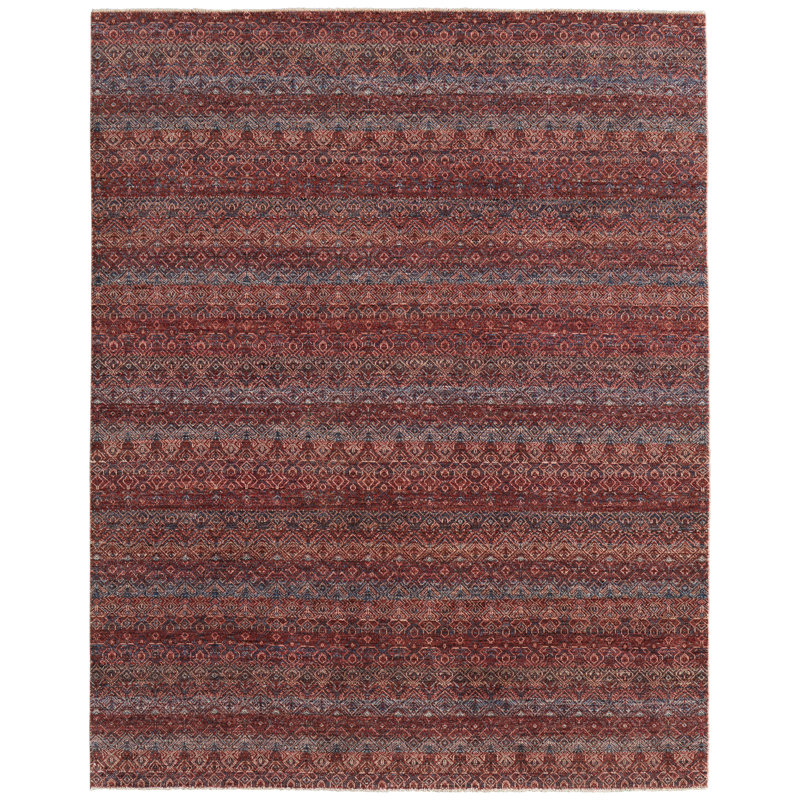 Tapis rouge ikat Thoeun, Rectangle 5 pi 6 po x 8 pi 6 po