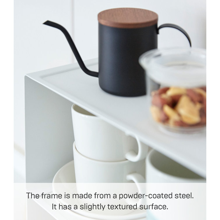 Yamazaki Tosca Kitchen Counter Rack - 2 Tier Steel & Wood Shelf Organizer, 4.7"x13"x7.5", Freestanding For Countertop Or Cabinet