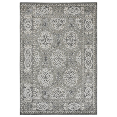 Honig Traditional Medallion Low Pile Performance Area Rug