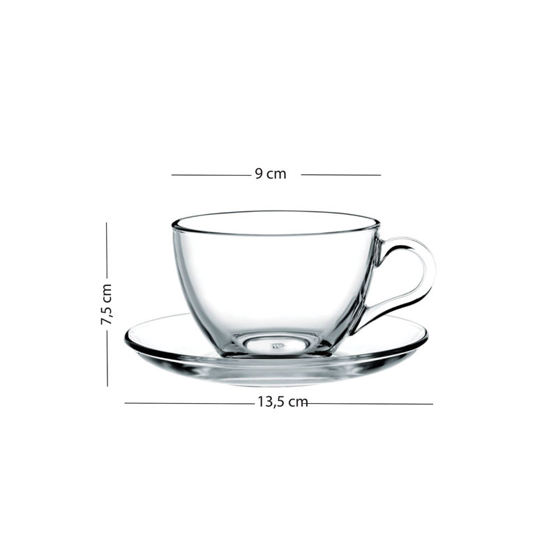 Ensemble de tasses à thé élégantes 4 pièces, verre mauve | 2 tasses à thé (4,6 x 4,6 x 2,5 pouces, 8,1 oz liq.) Et 2 soucoupes (3,6 x 3,6 x 2,5 pouces) | 100% verre, lavage à la main recommandé | Parfait pour les amateurs de thé et les réceptions élégantes