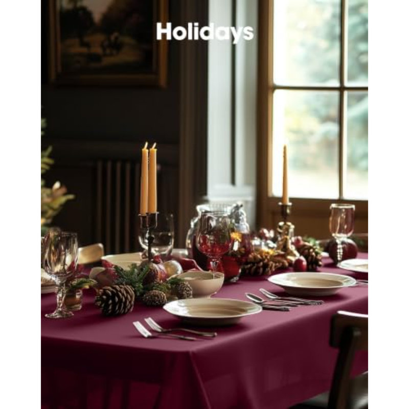 Plastic Table Cloth Disposable 54x108 Inch 10 Pack, Burgundy