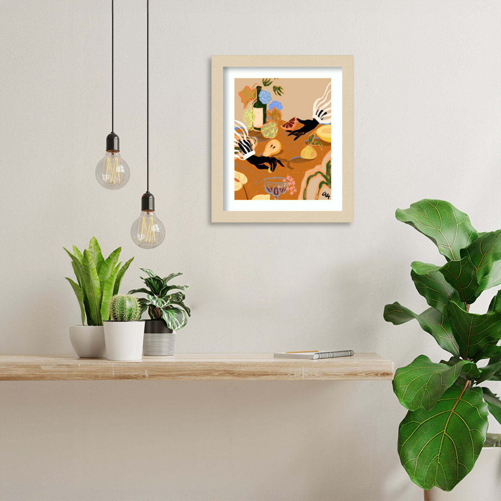 Oberon "Handful of Love (Fruit)" Print, Brown, 13" H x 11" W