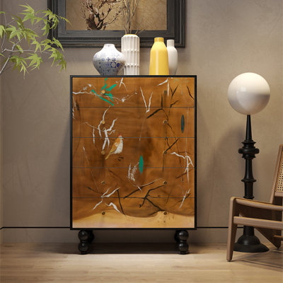 Commode à cinq tiroirs en bois massif de style français