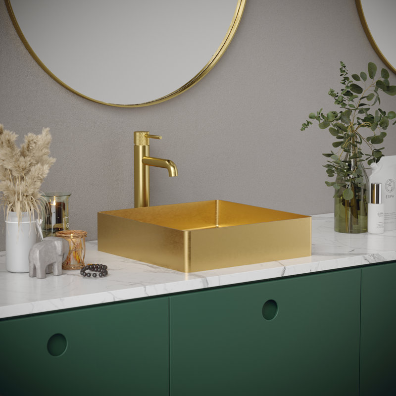 Karran Cinox 15.75'' Stainless Steel Square Bathroom Sink, Gold