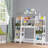 RiverRidge Kids Art Table Desk with Ladder Shelf and Open Storage Shelf for Playroom - White with 2 10" Floating Bookshelves