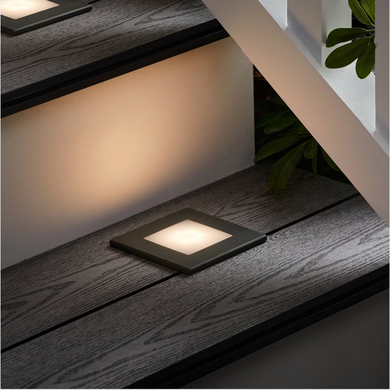 Lumière carrée basse tension pour terrasse et chemin 150 lumens 3000K, Laiton antique