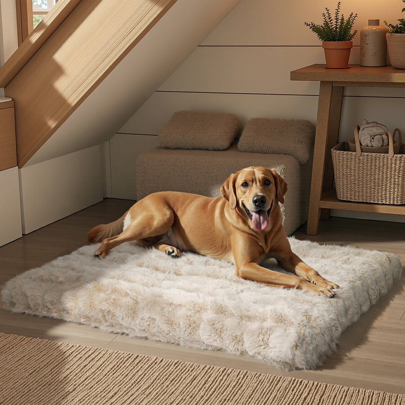 Dog Bed, Beige, 12cm H x 120cm W x 90cm D