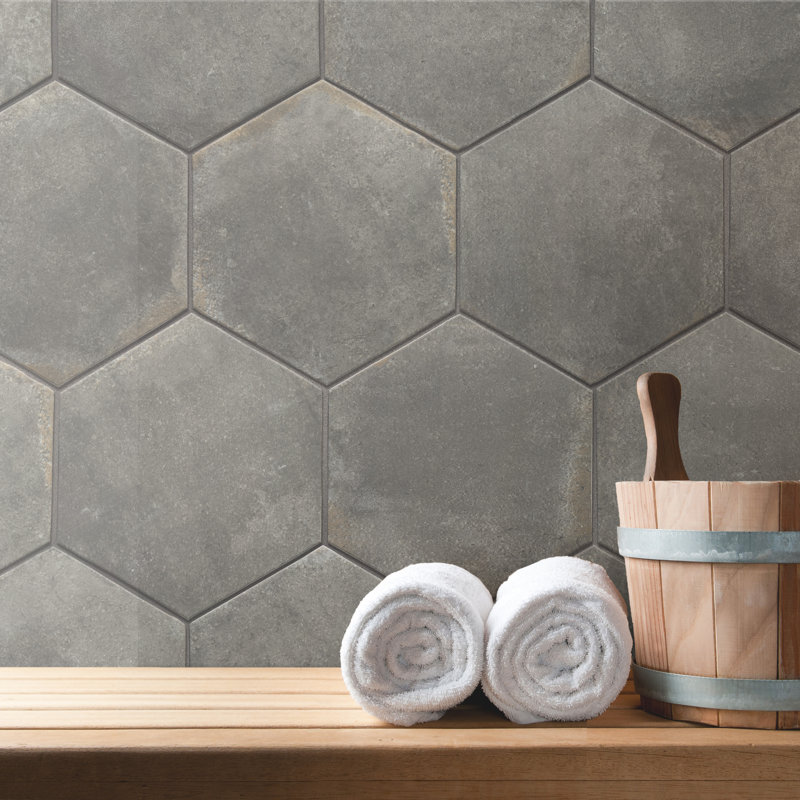 D'Anticatto Hex Notte 11" x 12-3/4" Porcelain Floor and Wall Tile