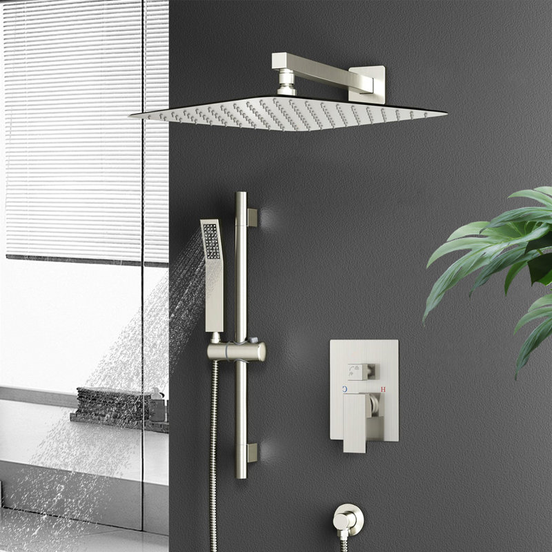 12 Inch High Pressure Shower Heads And Handheld Spray Combo Set, Brushed Nickel